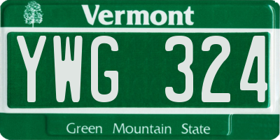 VT license plate YWG324