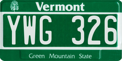 VT license plate YWG326