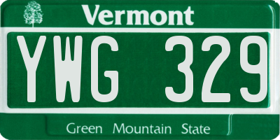 VT license plate YWG329