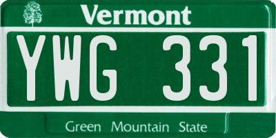 VT license plate YWG331