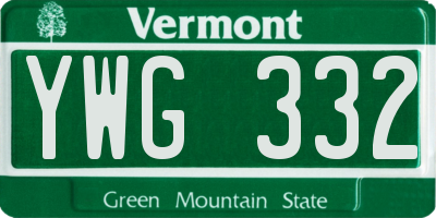 VT license plate YWG332