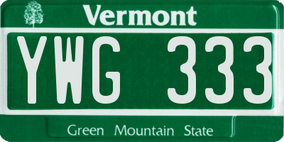 VT license plate YWG333