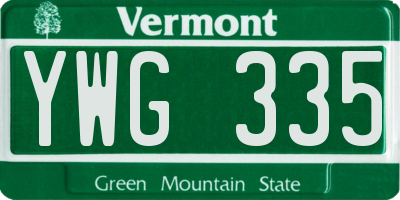 VT license plate YWG335