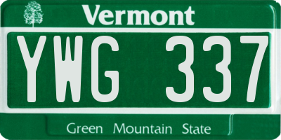 VT license plate YWG337