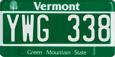 VT license plate YWG338