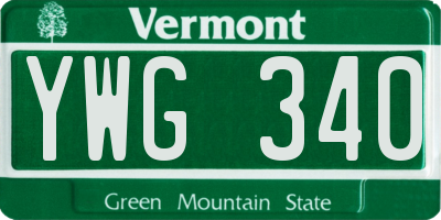 VT license plate YWG340