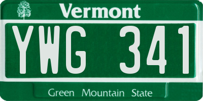 VT license plate YWG341