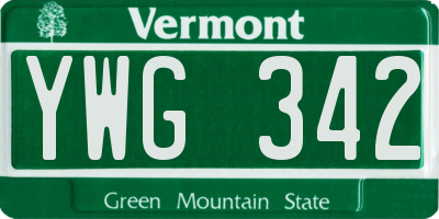 VT license plate YWG342