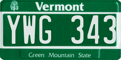 VT license plate YWG343