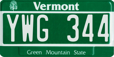 VT license plate YWG344