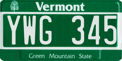 VT license plate YWG345