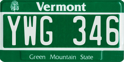 VT license plate YWG346