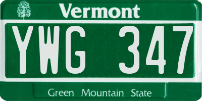 VT license plate YWG347