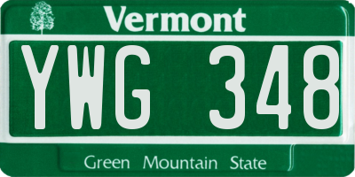 VT license plate YWG348