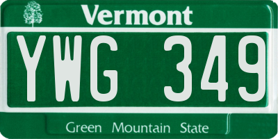 VT license plate YWG349
