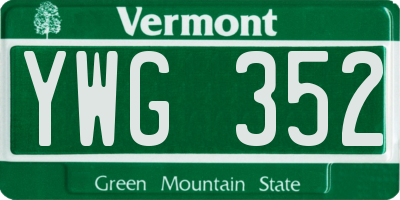VT license plate YWG352