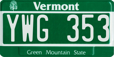VT license plate YWG353