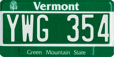 VT license plate YWG354