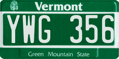 VT license plate YWG356