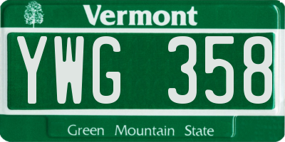 VT license plate YWG358