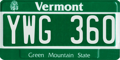 VT license plate YWG360