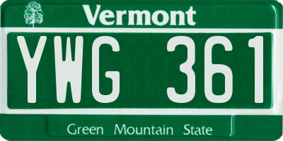 VT license plate YWG361