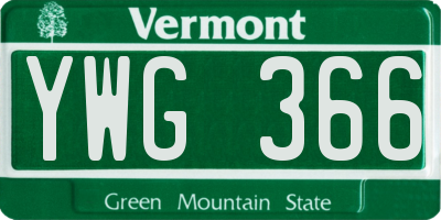 VT license plate YWG366