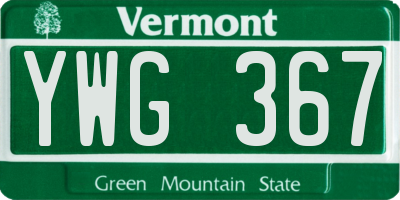 VT license plate YWG367
