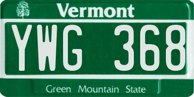VT license plate YWG368