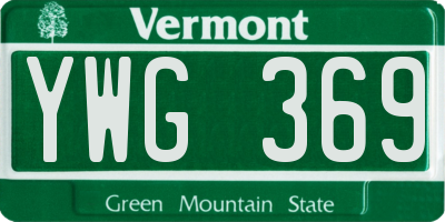 VT license plate YWG369