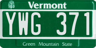 VT license plate YWG371