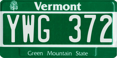 VT license plate YWG372