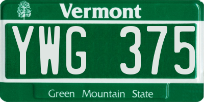 VT license plate YWG375
