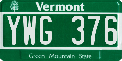 VT license plate YWG376