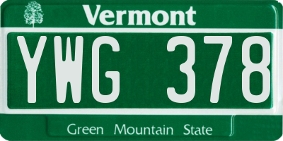 VT license plate YWG378