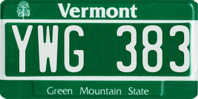 VT license plate YWG383