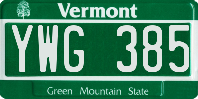 VT license plate YWG385