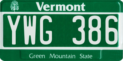 VT license plate YWG386