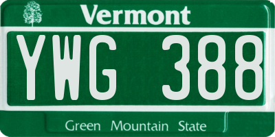 VT license plate YWG388