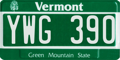 VT license plate YWG390