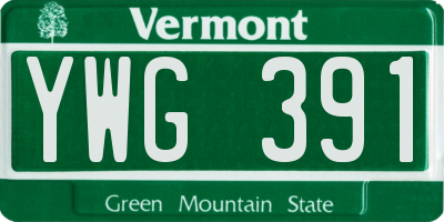 VT license plate YWG391