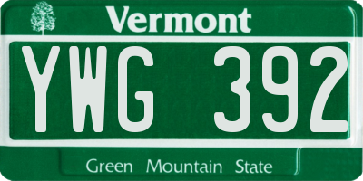 VT license plate YWG392