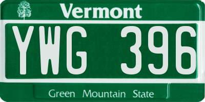 VT license plate YWG396