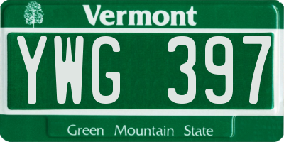 VT license plate YWG397