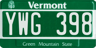 VT license plate YWG398