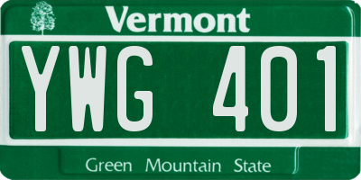 VT license plate YWG401