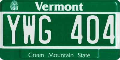 VT license plate YWG404