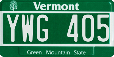 VT license plate YWG405