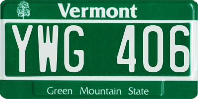 VT license plate YWG406