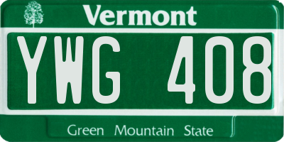 VT license plate YWG408